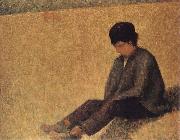 Georges Seurat The small Peasant sat on the lawn of the Pasture oil